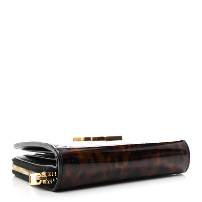 Saint Laurent Patent Tartarugato Monogram Compact Wallet Brown 4 of 8