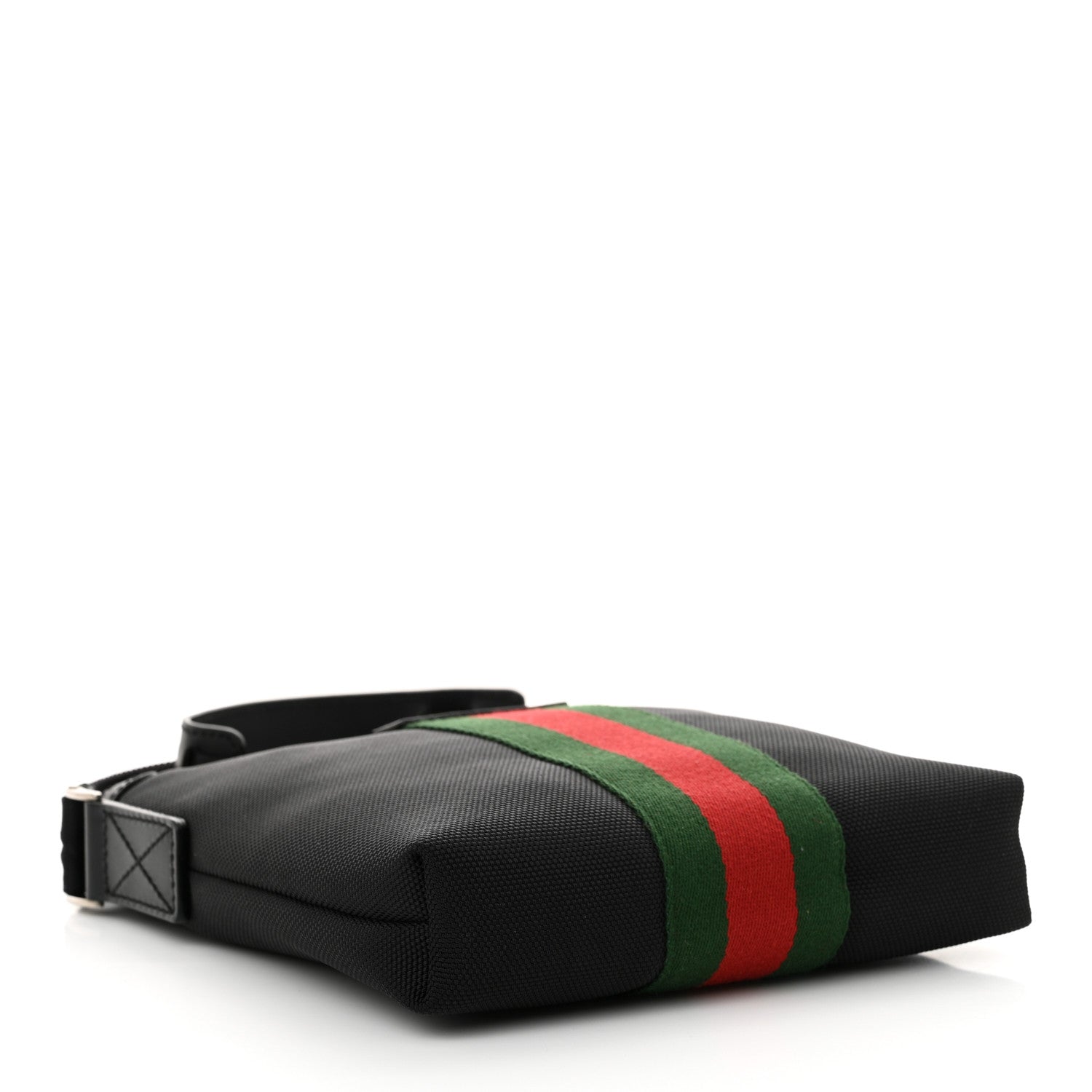 Gucci Techno Canvas Selleria Calfskin Web Small Flat Messenger Bag Black 4 of 11