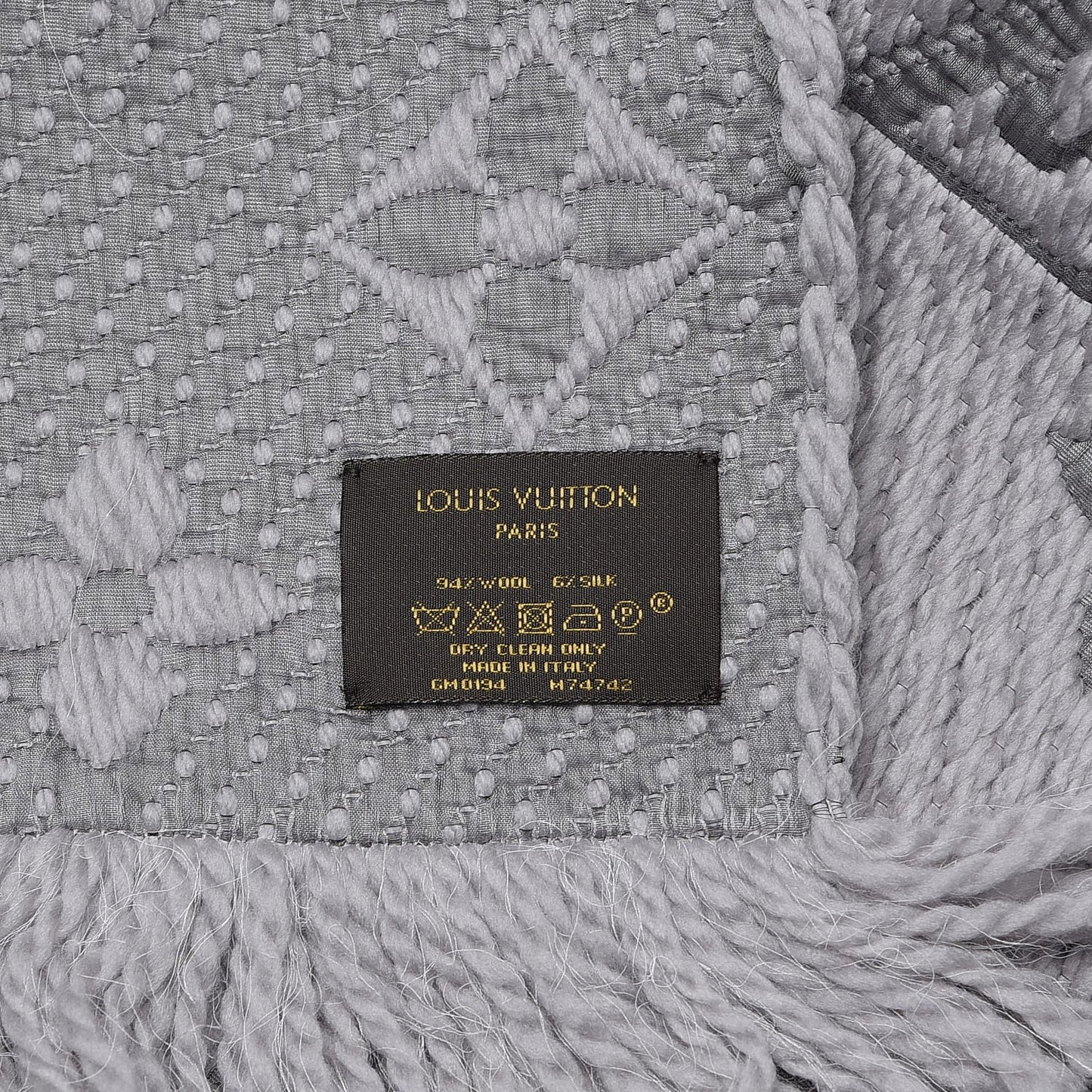 Wool Silk Logomania Scarf Pearl Grey