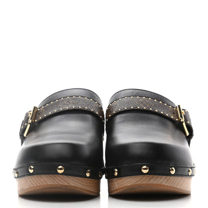 Louis Vuitton Calfskin Patent Monogram Cottage Clog Mules 41 Black 2 of 8
