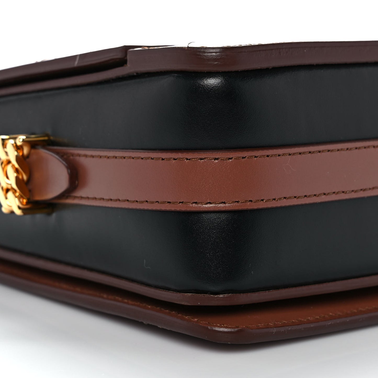 Smooth Calfskin Two Tone Small Grace Bag Malt Brown Black