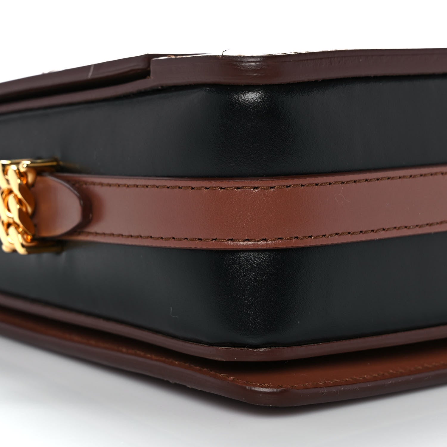 Burberry Smooth Calfskin Two Tone Small Grace Bag Malt Brown Black 8 of 10