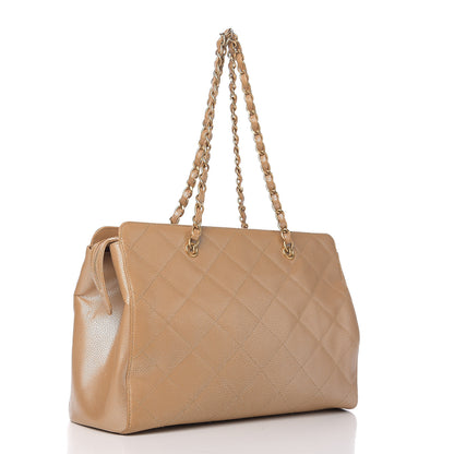 Chanel Metallic Caviar Quilted Shopping Tote Beige 2 of 11