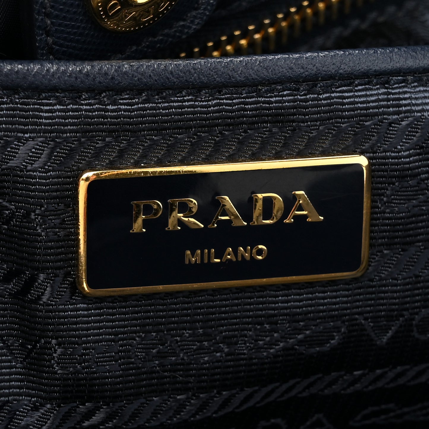 Tessuto Nylon Saffiano Metal Shopping Tote Navy