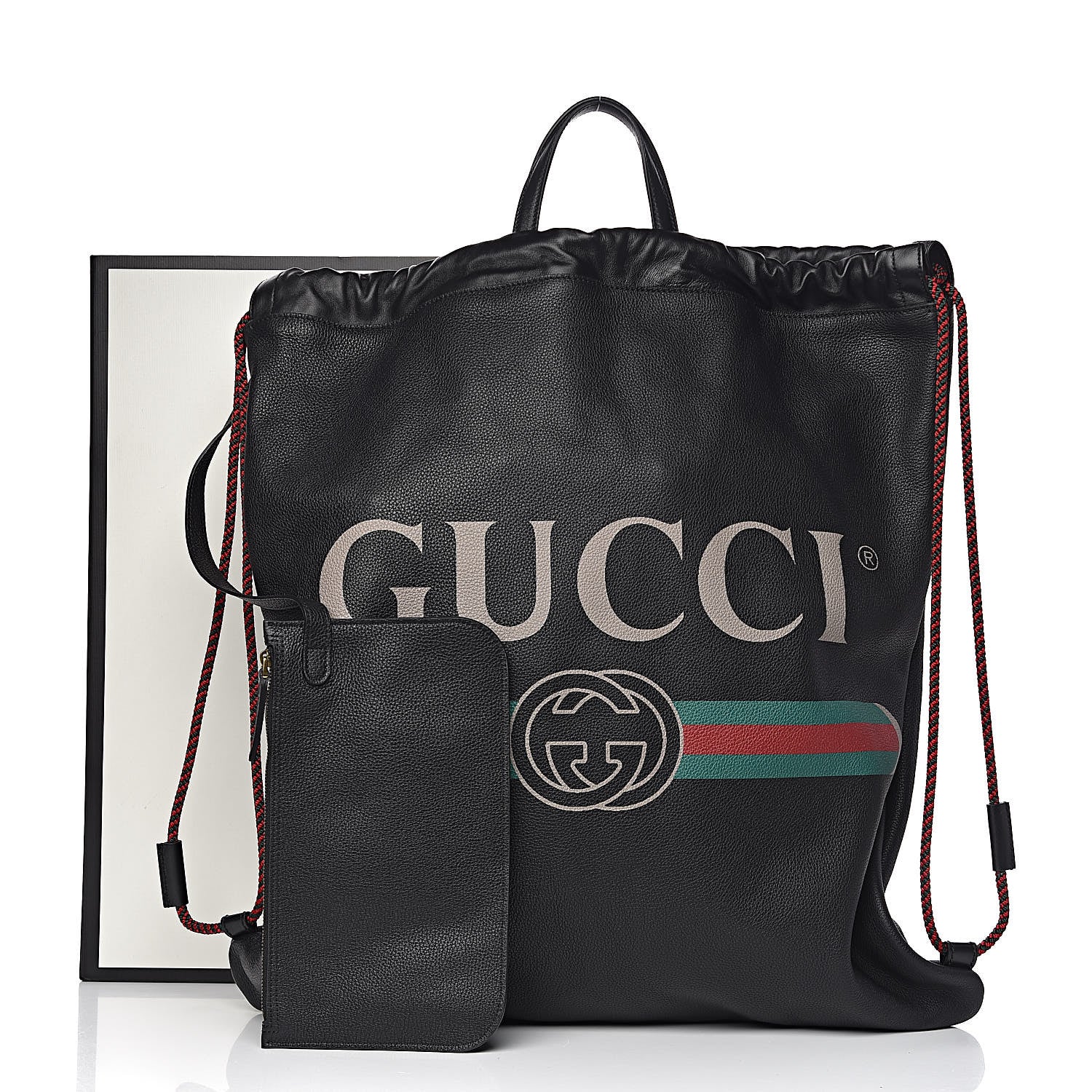 Gucci Calfskin Logo Drawstring Backpack Black 12 of 12