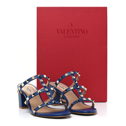 Valentino Garavani Calfskin Rockstud 60mm Caged Slide Sandals 38.5 Blu Delft 12 of 12