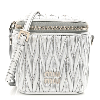 Miu Miu Metallic  Nappa Matelasse Micro Vanity Case Silver 1 of 11