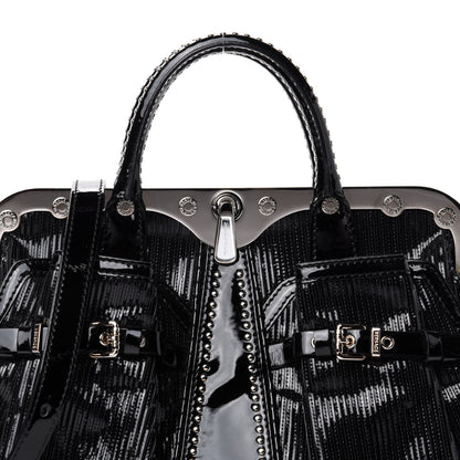 Versace Patent Embossed Frame Satchel Black 12 of 12
