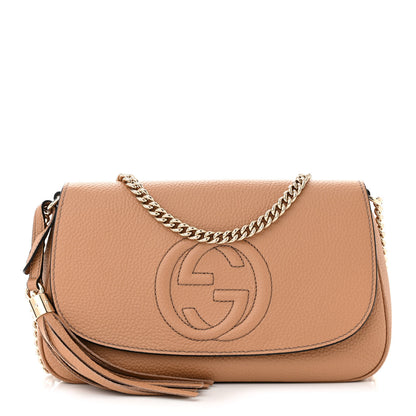 Gucci Pebbled Calfskin Medium Soho Flap Crossbody Camelia 1 of 10