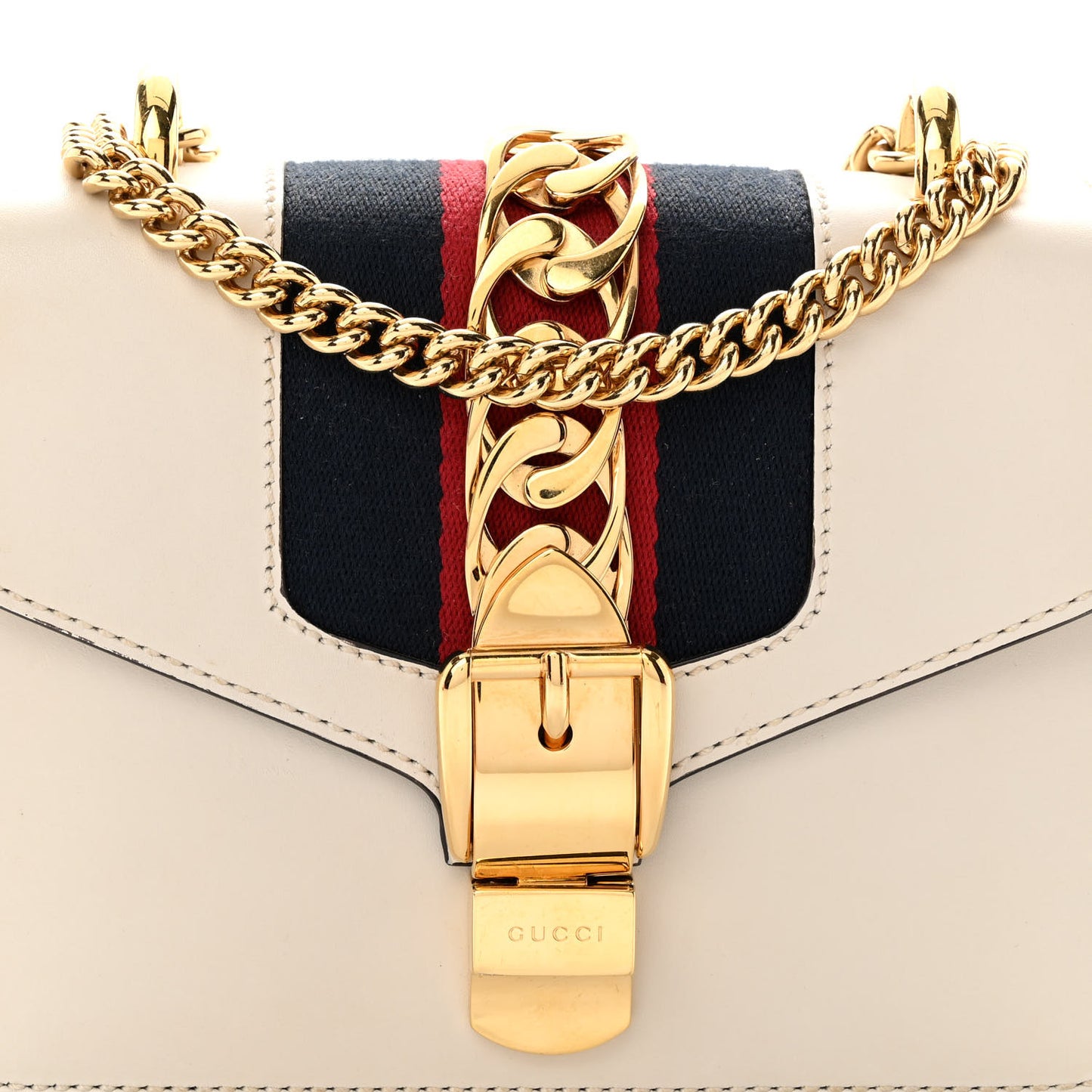 Calfskin Mini Sylvie Chain Shoulder Bag White