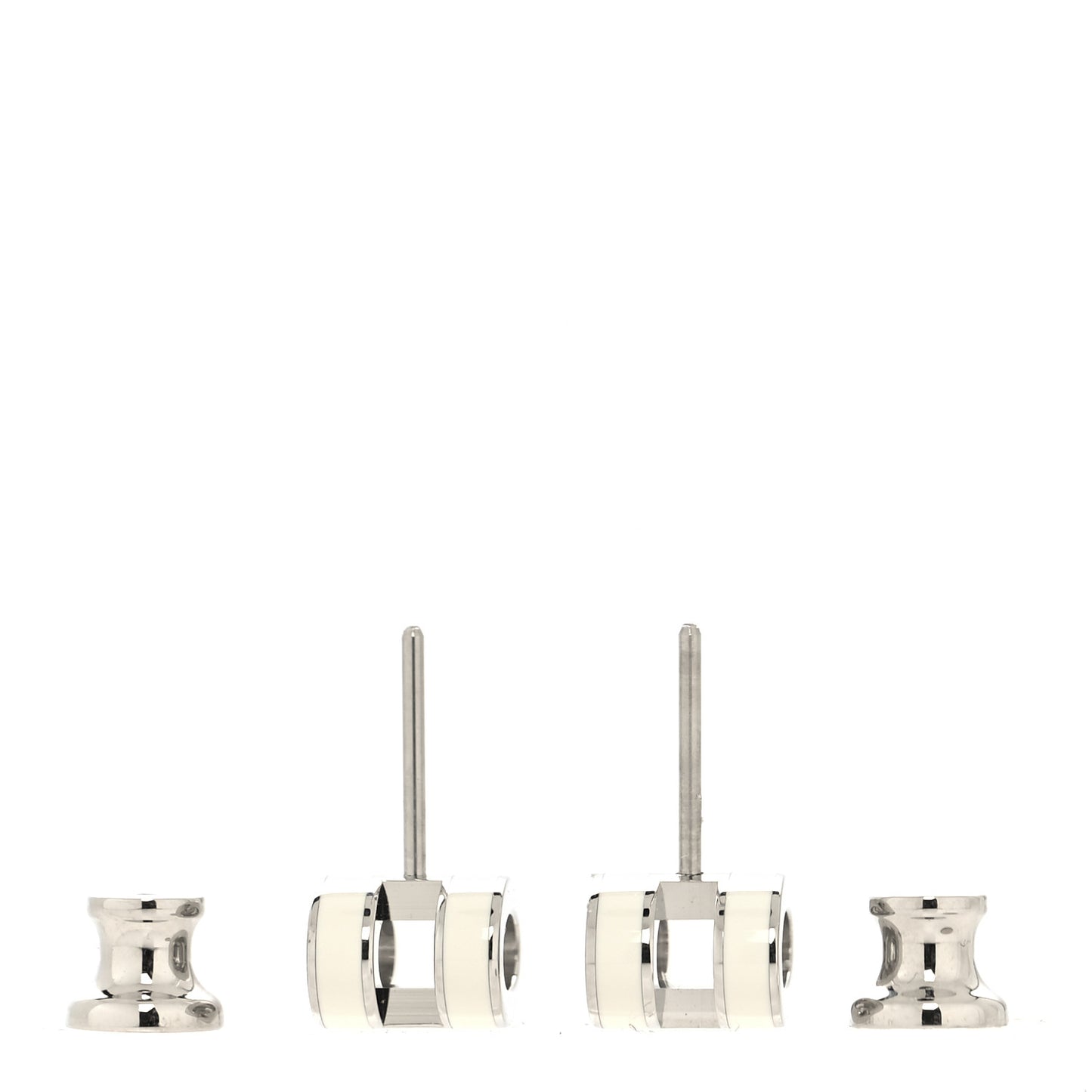 Palladium Lacquered Mini Pop H Earrings White