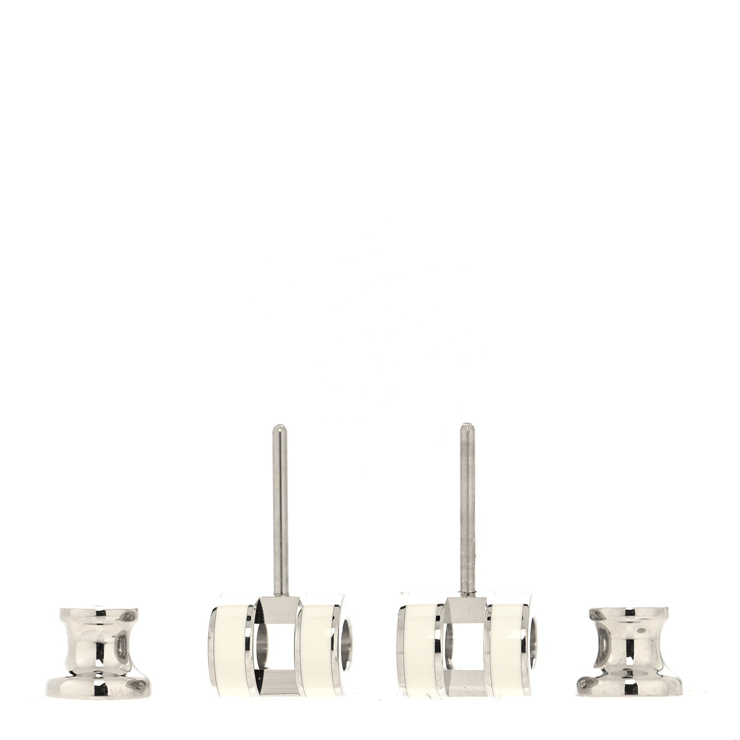 Hermes Palladium Lacquered Mini Pop H Earrings White 3 of 5