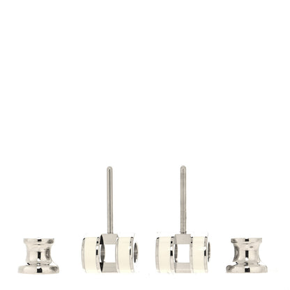Hermes Palladium Lacquered Mini Pop H Earrings White 3 of 5