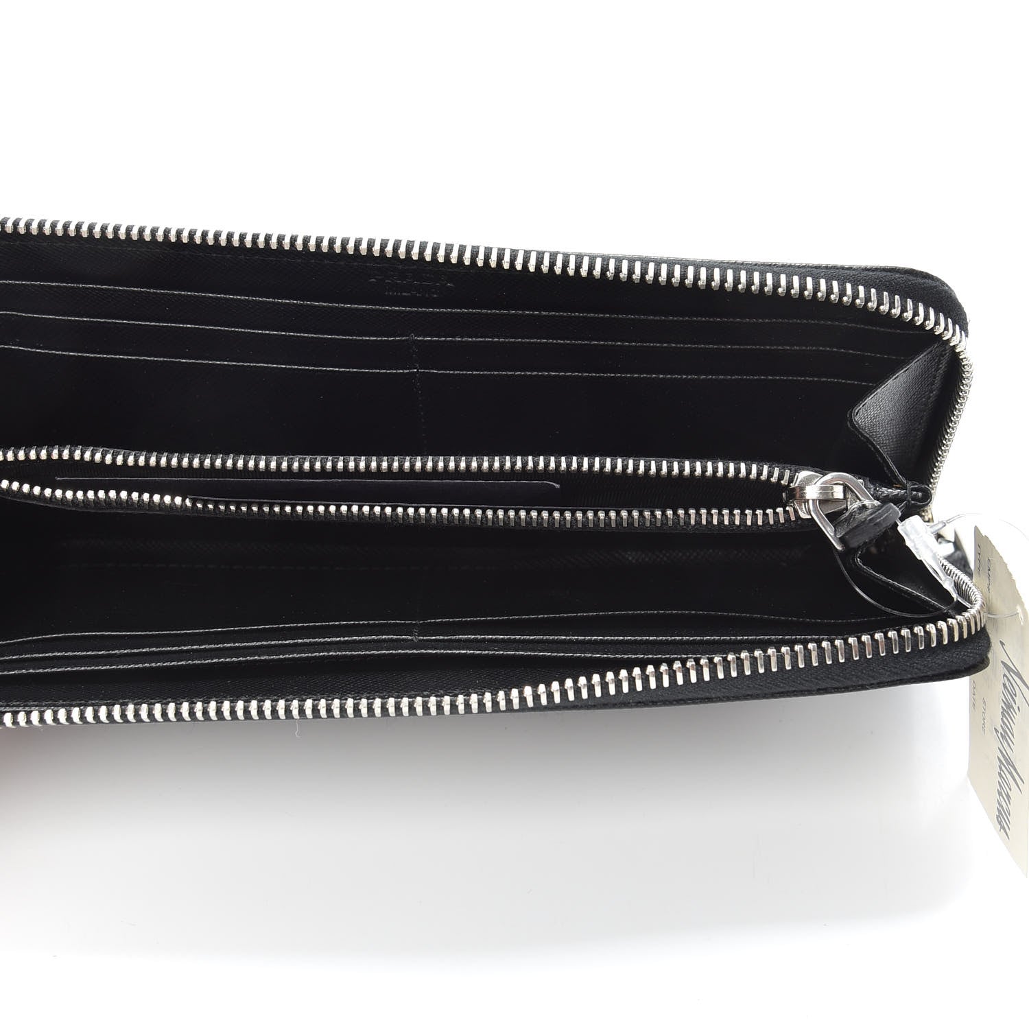 Prada Saffiano Zip Around Wallet Black 5 of 6