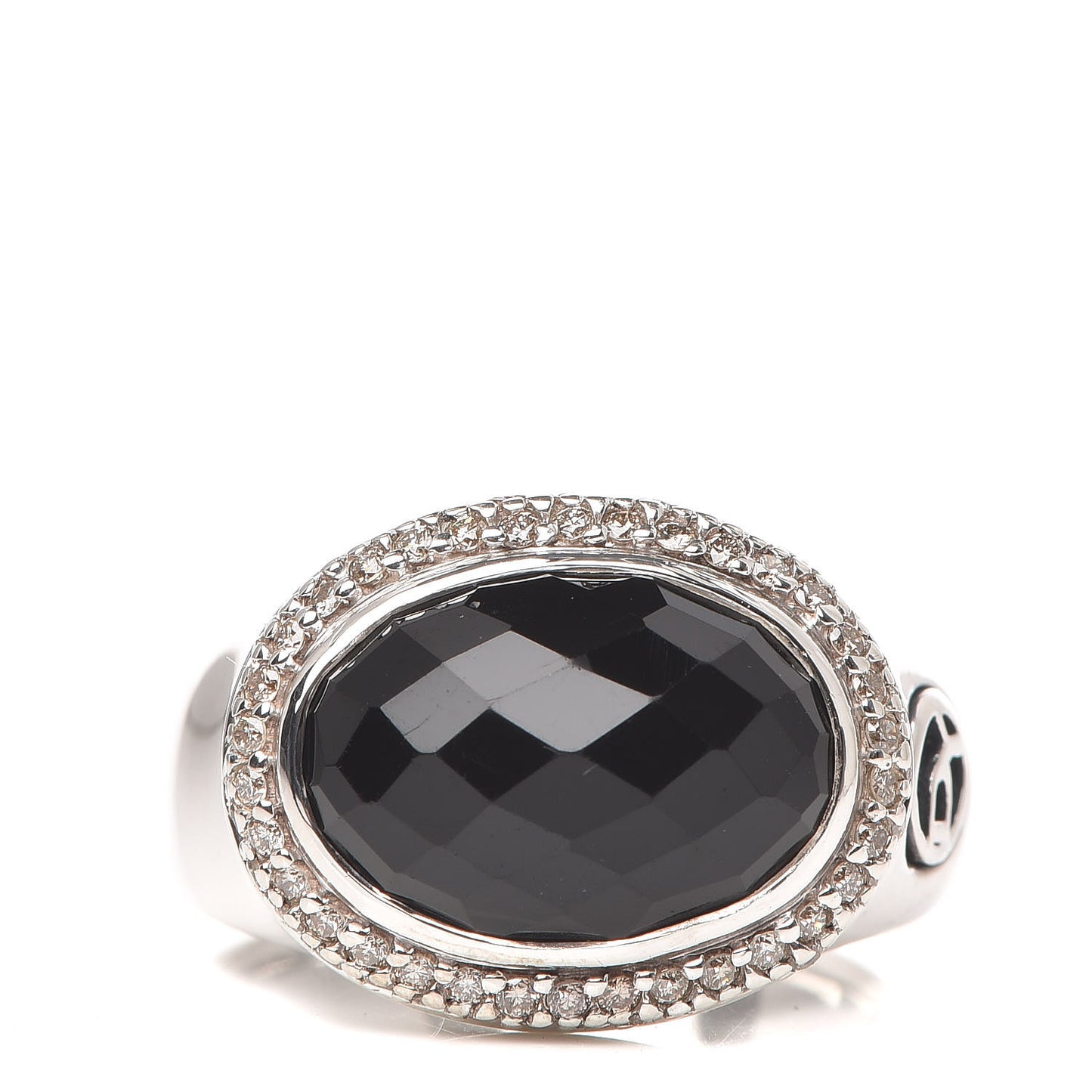 Sterling Silver Diamond Black Onyx Signature Oval Ring 54 7