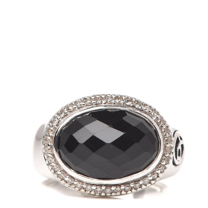 David Yurman Sterling Silver Diamond Black Onyx Signature Oval Ring 54 7 1 of 7