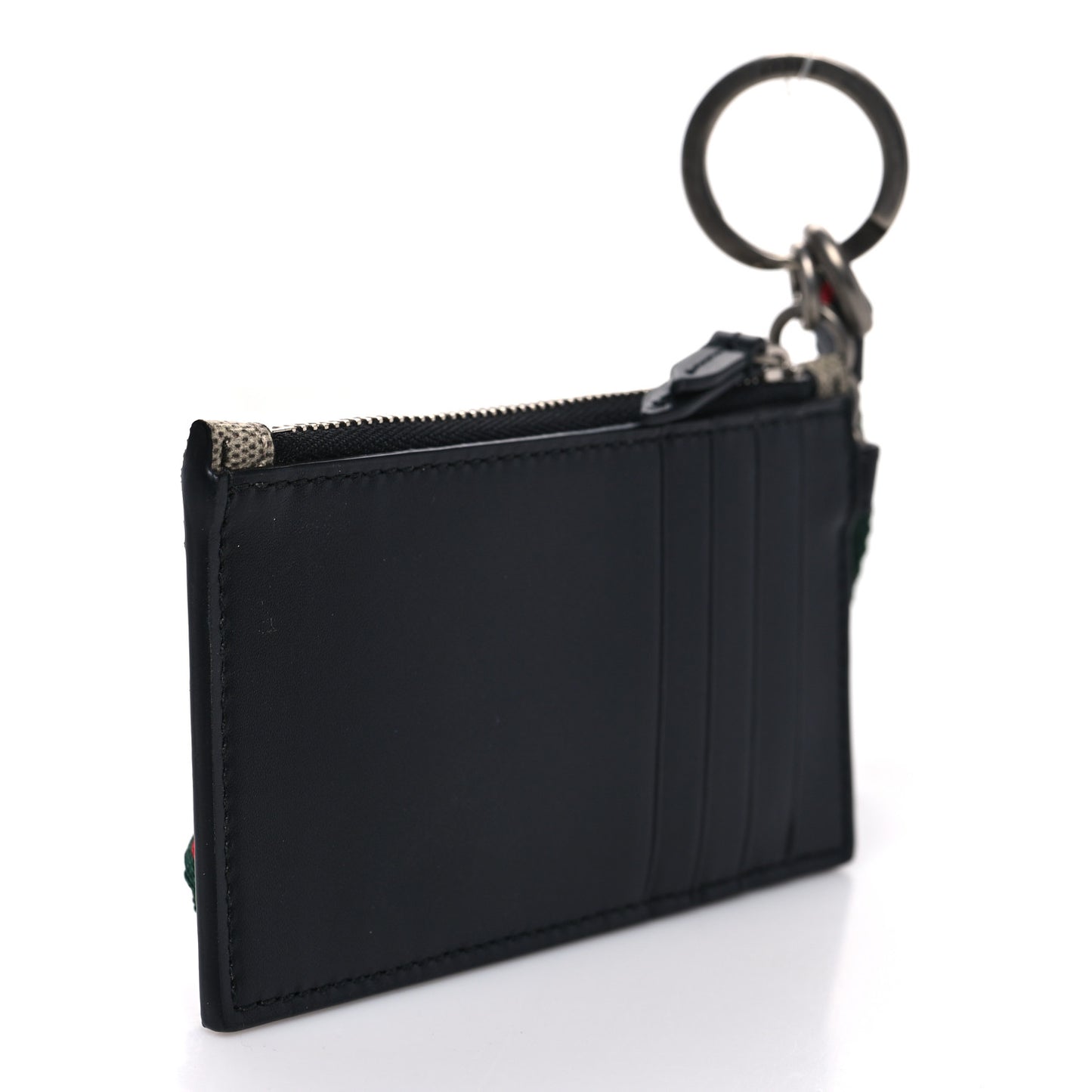 GG Supreme Monogram Bee Print Key Coin Case Card Holder Beige Black