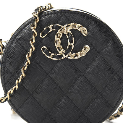 Chanel Caviar Quilted French New Wave Round Clutch With Chain Black 10 of 10