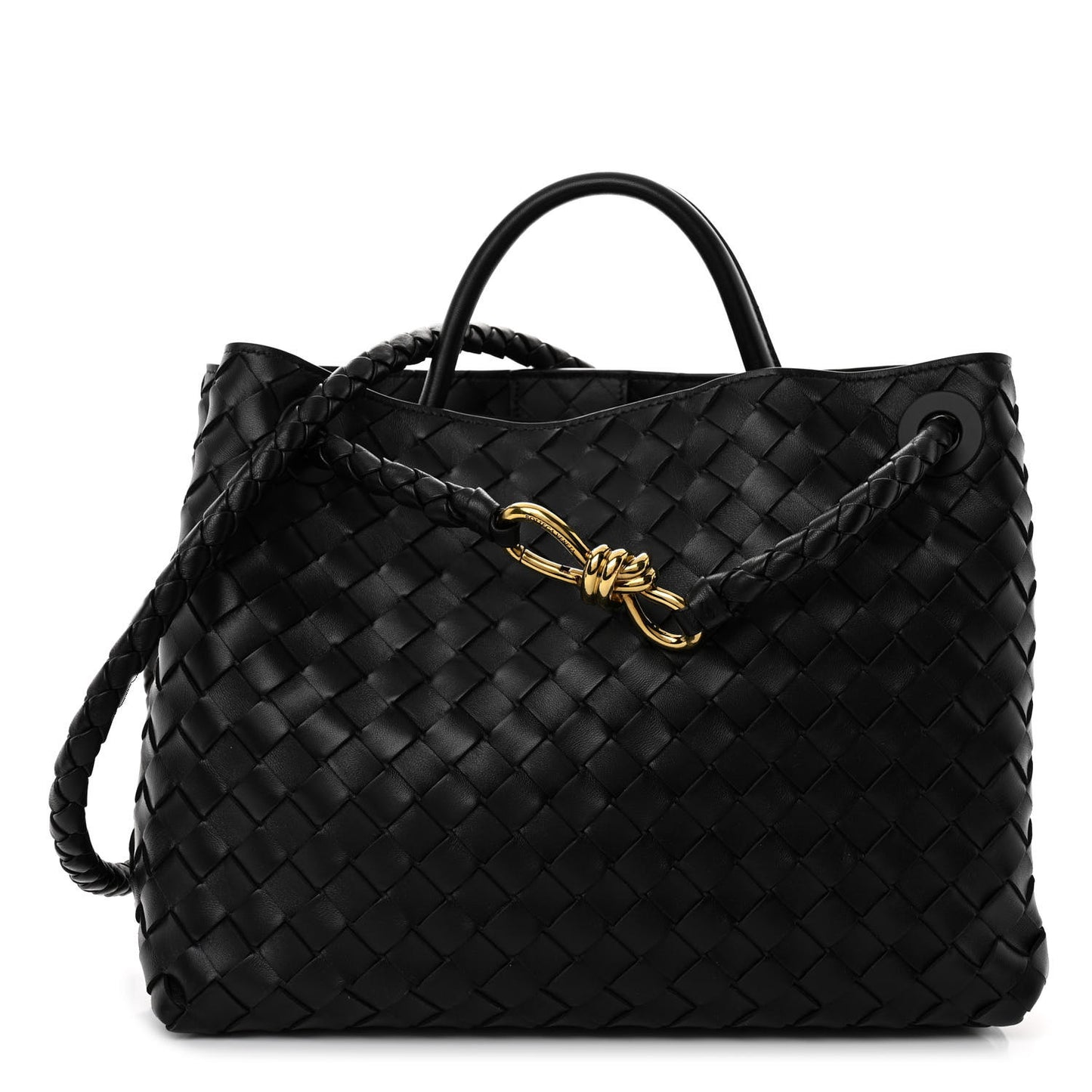 Nappa Intrecciato Medium Andiamo Shoulder Bag Black
