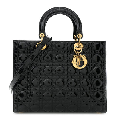 Christian Dior Patent Cannage Large Lady Dior Black 1 of 13