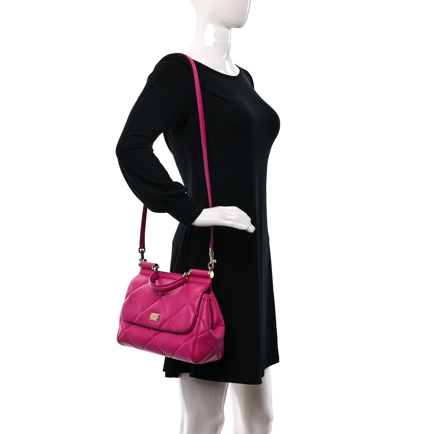 DOLCE & GABBANA Calfskin Quilted Small Miss Sicily Satchel Pink