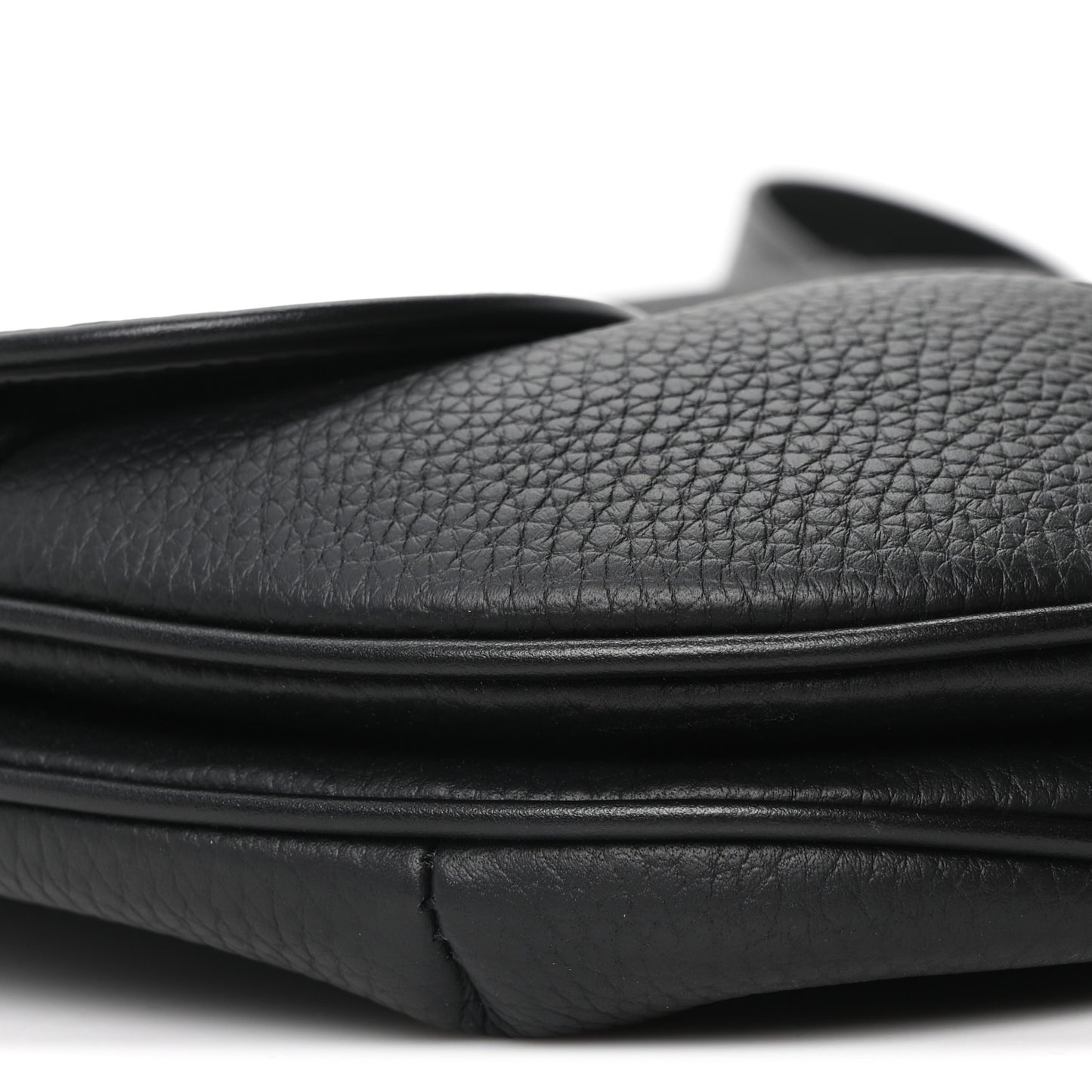 Grained Calfskin Mens Saddle Crossbody Bag Black