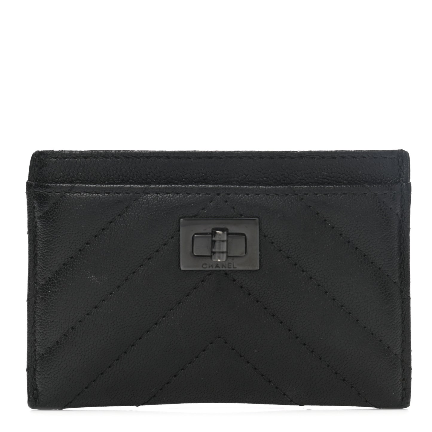 Sheepskin Chevron Quilted Reissue Card Holder So Black