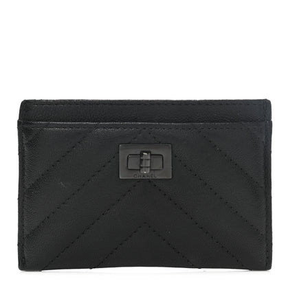 Chanel Sheepskin Chevron Quilted Reissue Card Holder So Black 1 of 10