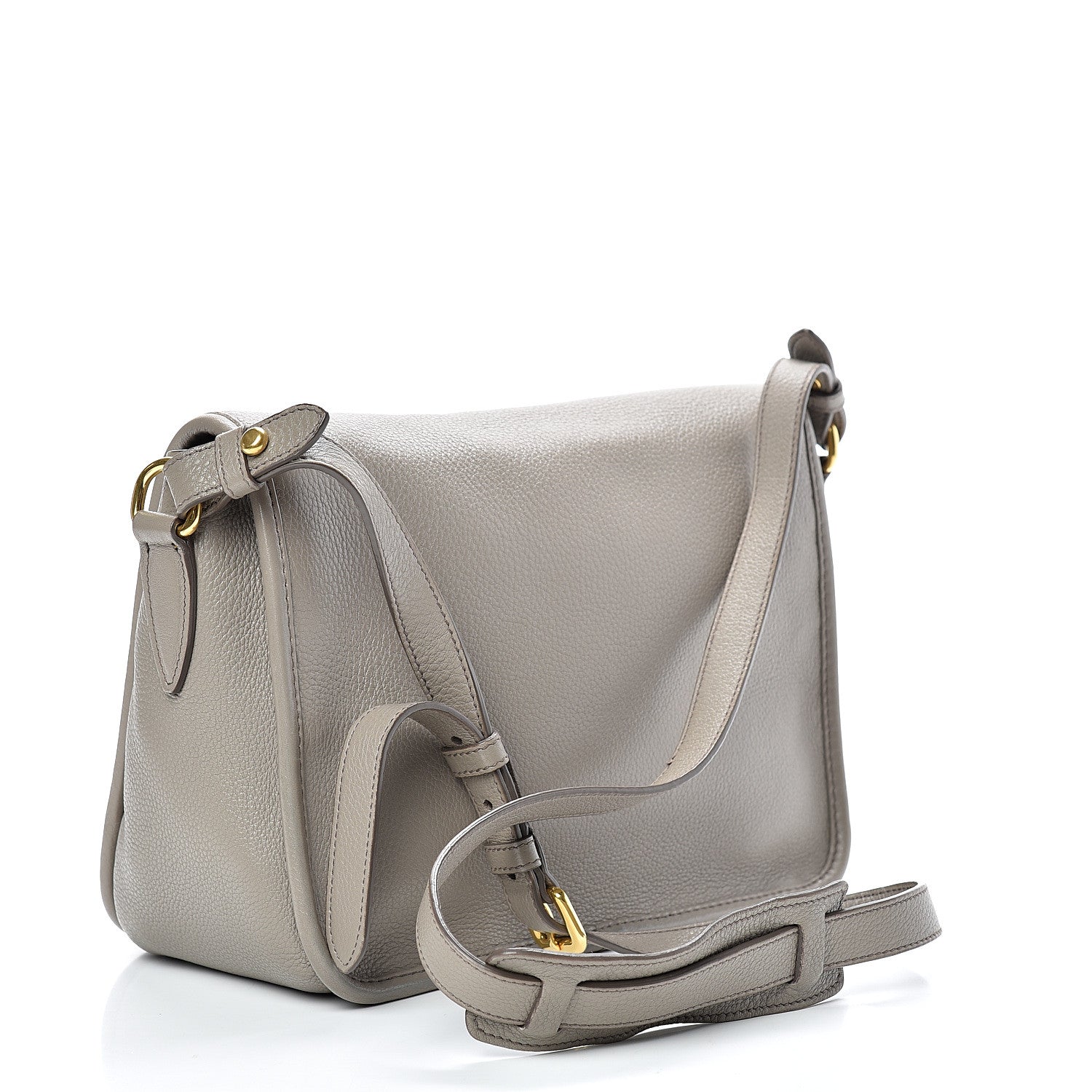 Prada Vitello Daino Crossbody Flap Grey 2 of 14