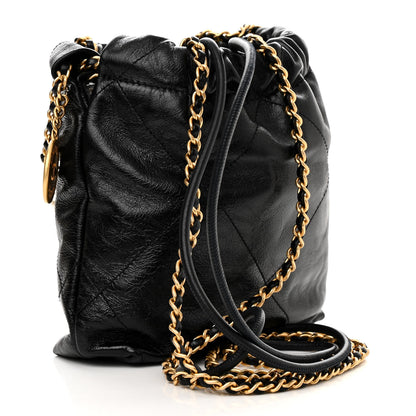 Chanel Shiny Crumpled Calfskin Quilted Pearl Mini Chanel 22 Black 3 of 11