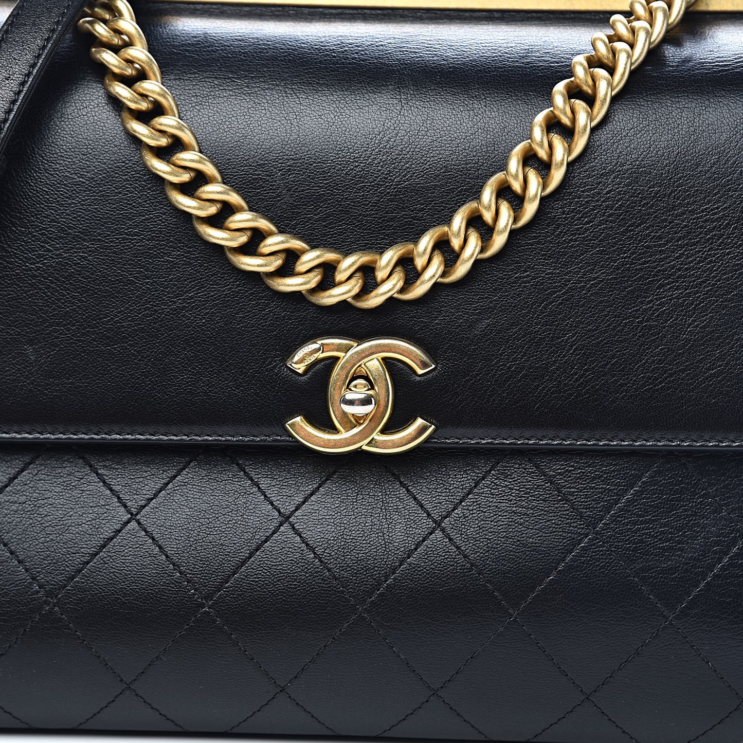 Goatskin Stitched Flap Black