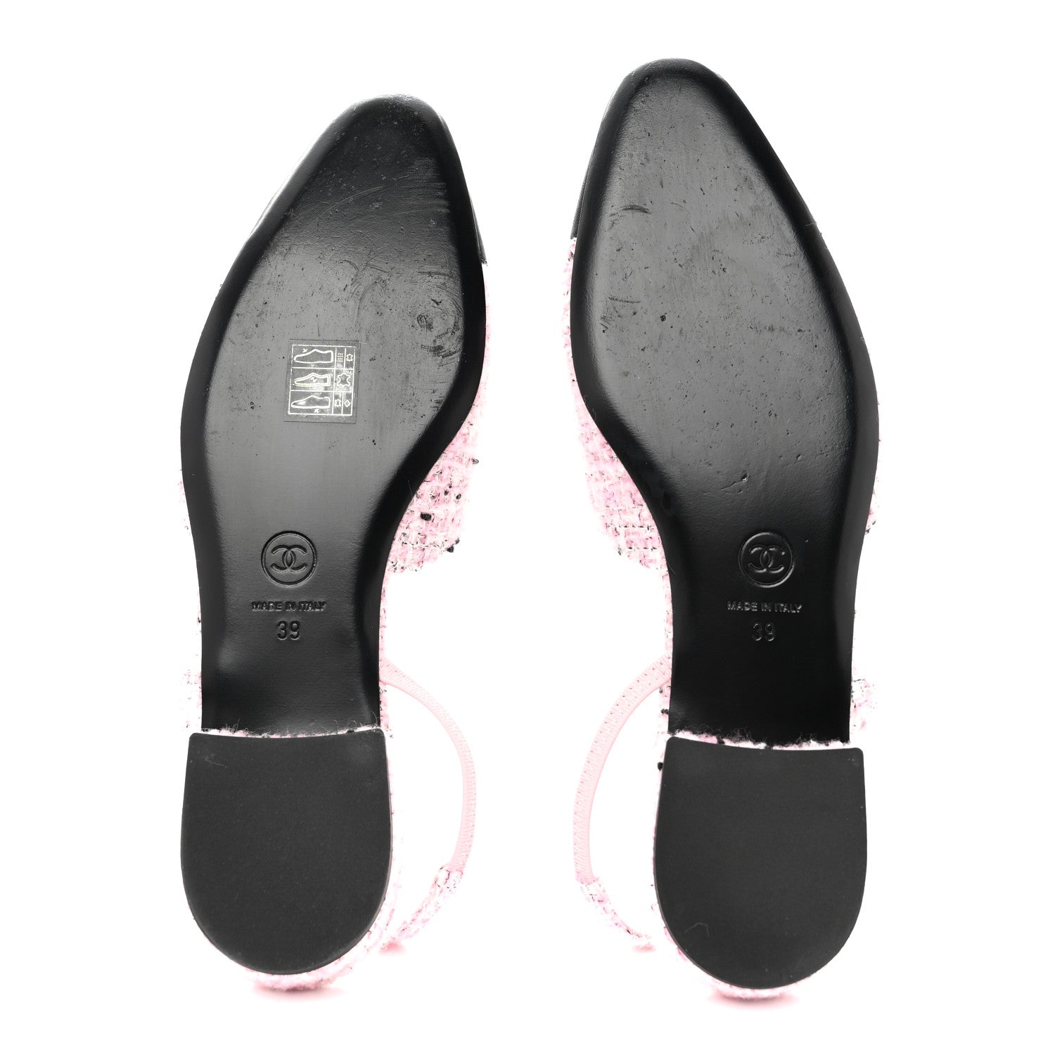 Chanel Tweed Grosgrain Cap Toe Slingback Flats 39 Pink White Black 6 of 10