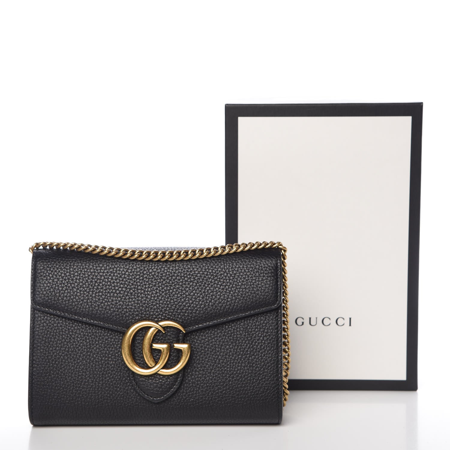 Gucci Calfskin GG Marmont Chain Wallet Black 10 of 10