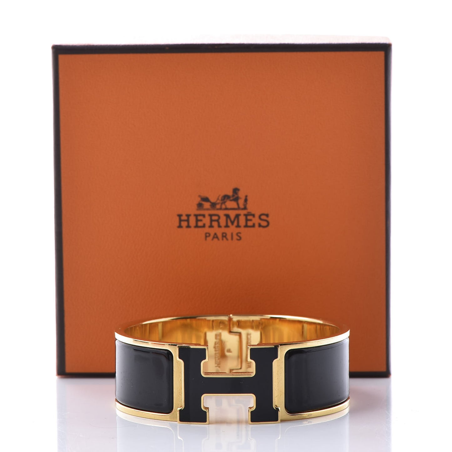 Enamel Wide Clic Clac H Bracelet PM Black