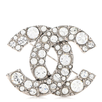 Chanel Crystal CC Brooch Silver 1 of 5