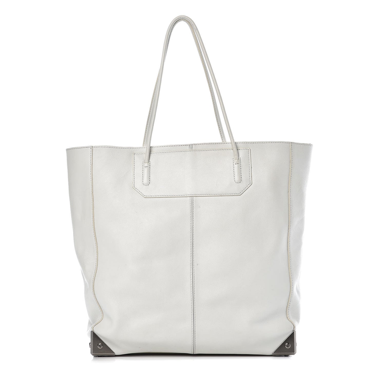 Pebbled Calfskin Prisma Skeletal Tote White