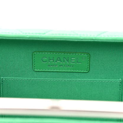 Chanel Quilted Lambskin Metal Bar Clutch Bag Green 8 of 10