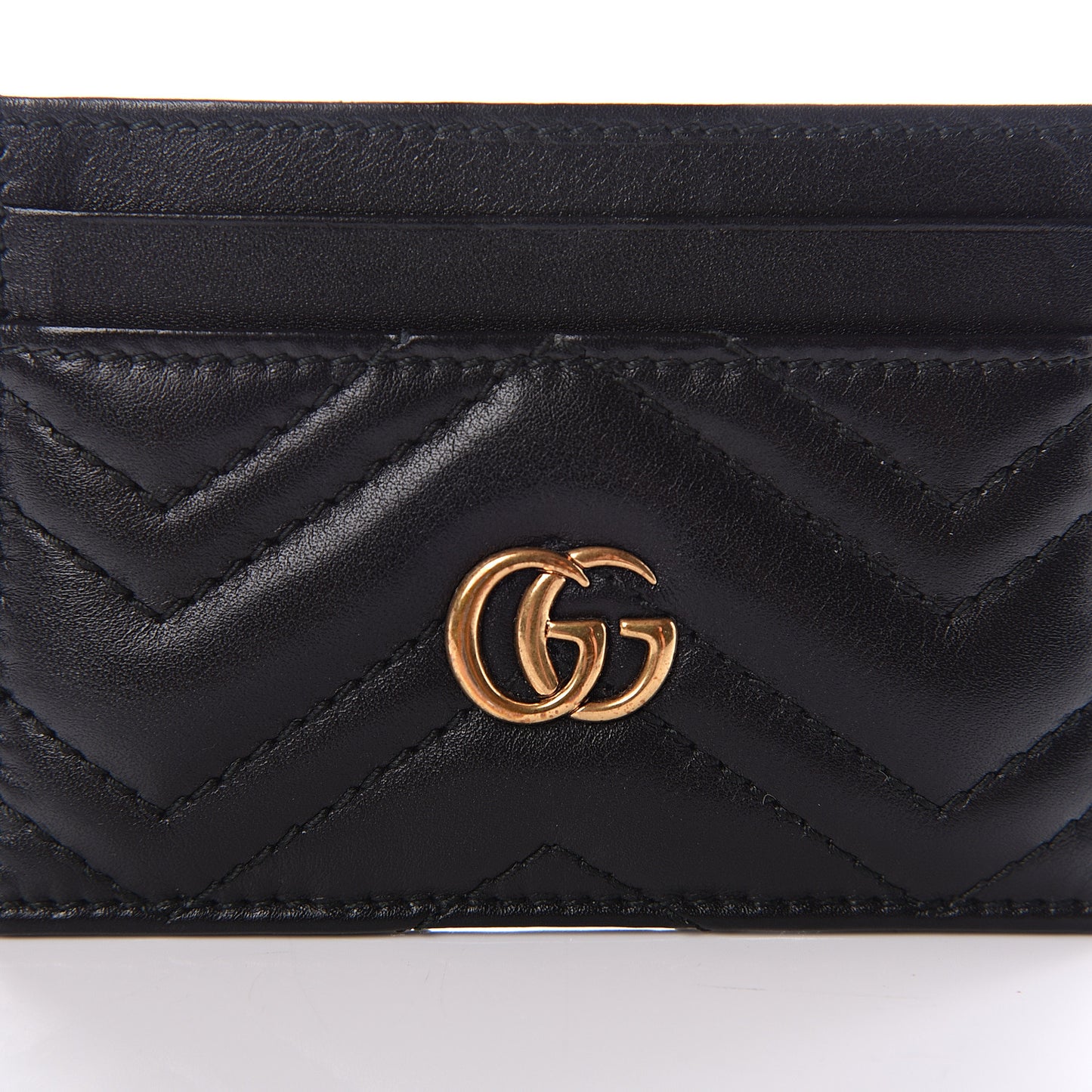 Calfskin Matelasse GG Marmont Card Holder Black