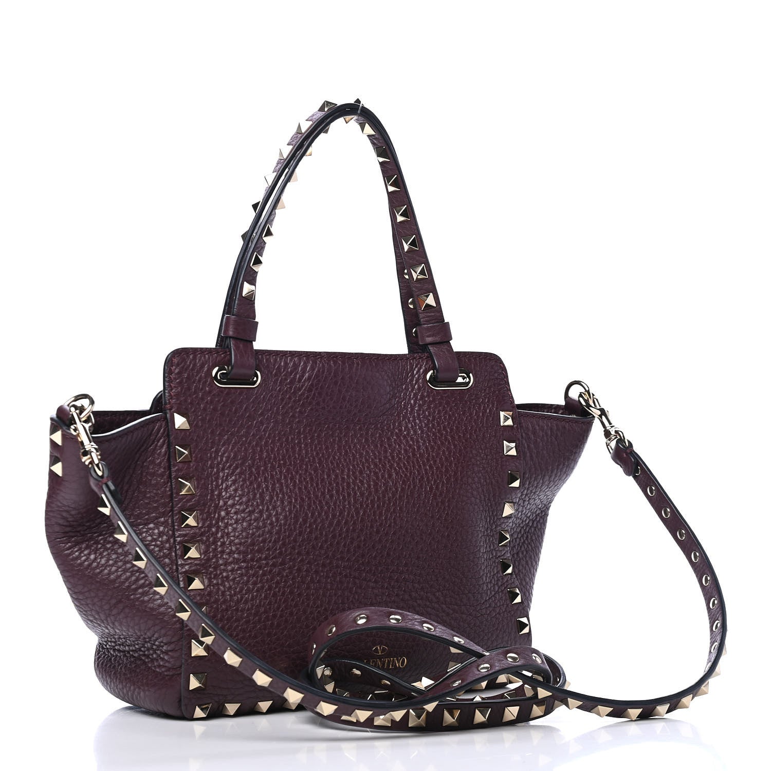 Valentino Garavani Pebbled Calfskin Mini Rockstud Tote Rubin 2 of 4