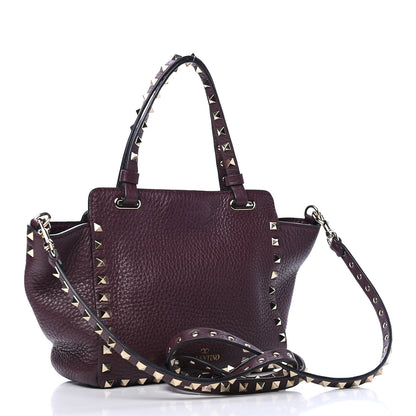 Valentino Garavani Pebbled Calfskin Mini Rockstud Tote Rubin 2 of 4