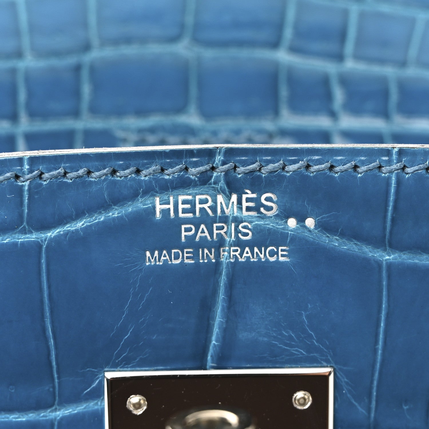 Hermes Shiny Niloticus Crocodile Birkin 30 Bleu Izmir 6 of 11