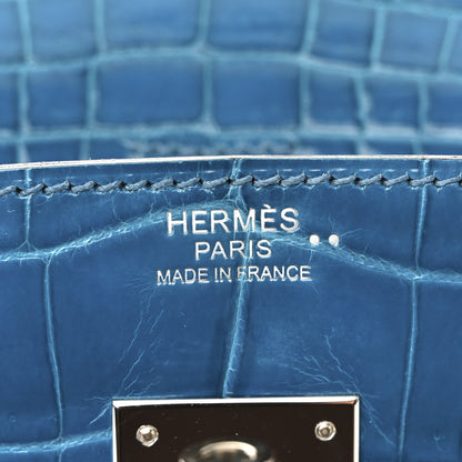 Hermes Shiny Niloticus Crocodile Birkin 30 Bleu Izmir 6 of 11