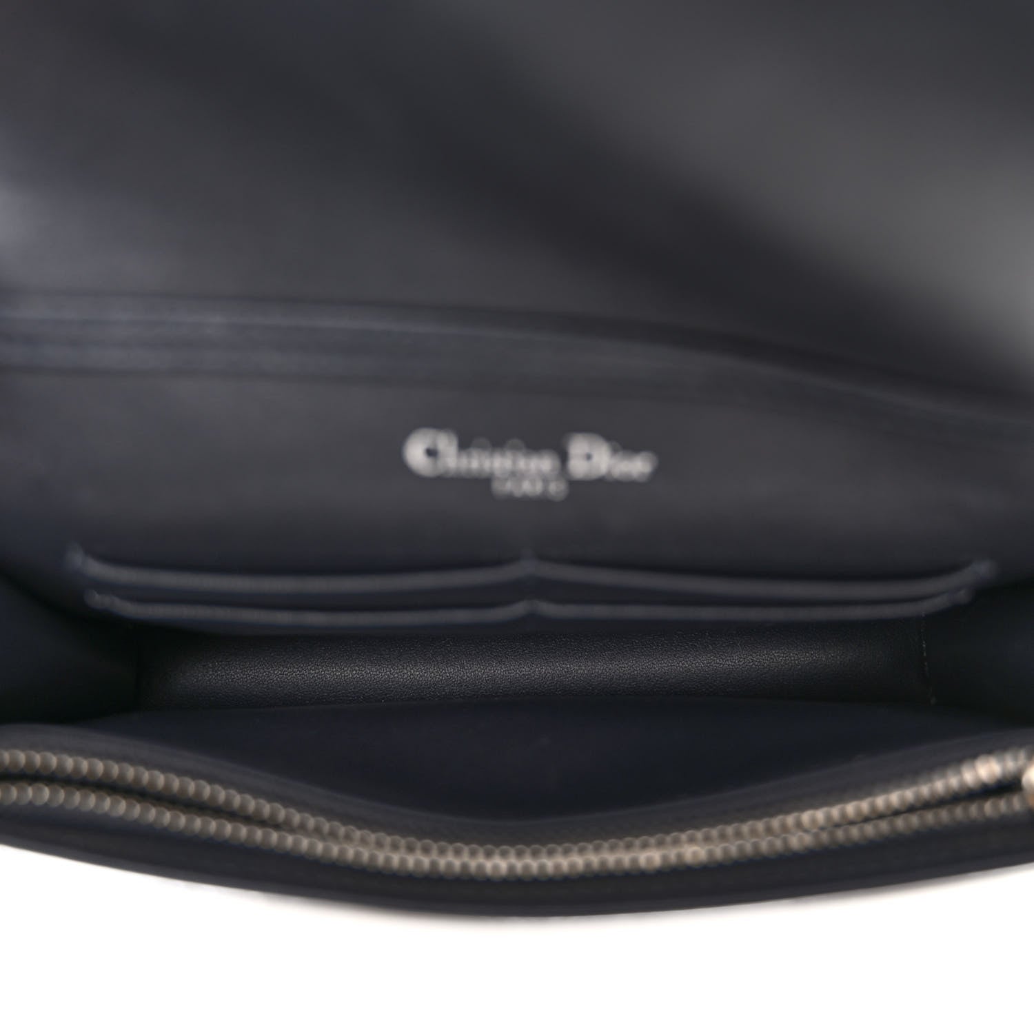 Christian Dior Metallic Patent Micro-Cannage Diorama Wallet on Chain Pouch Silver 5 of 9