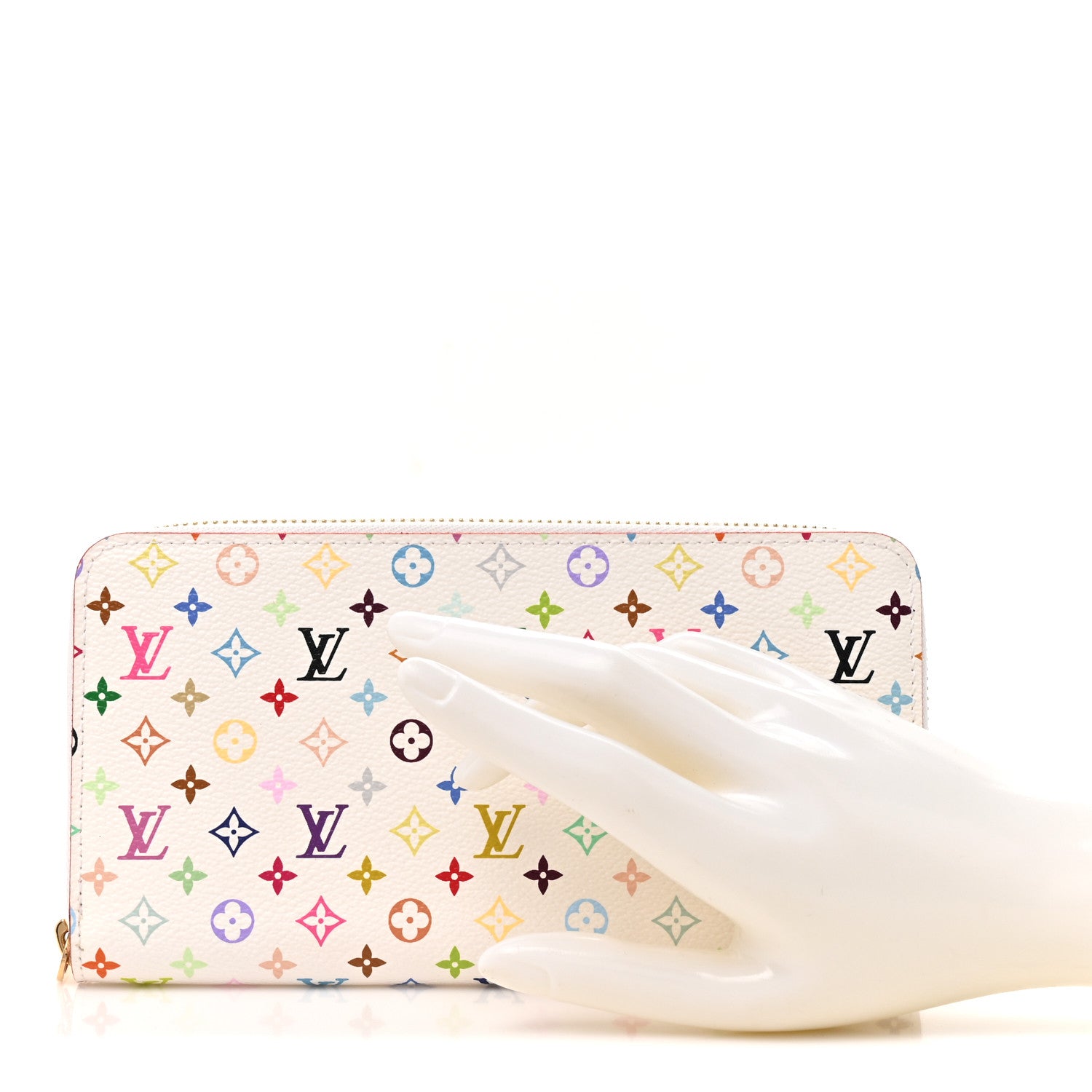 Louis Vuitton Monogram Multicolor Zippy Wallet White Litchi 2 of 8