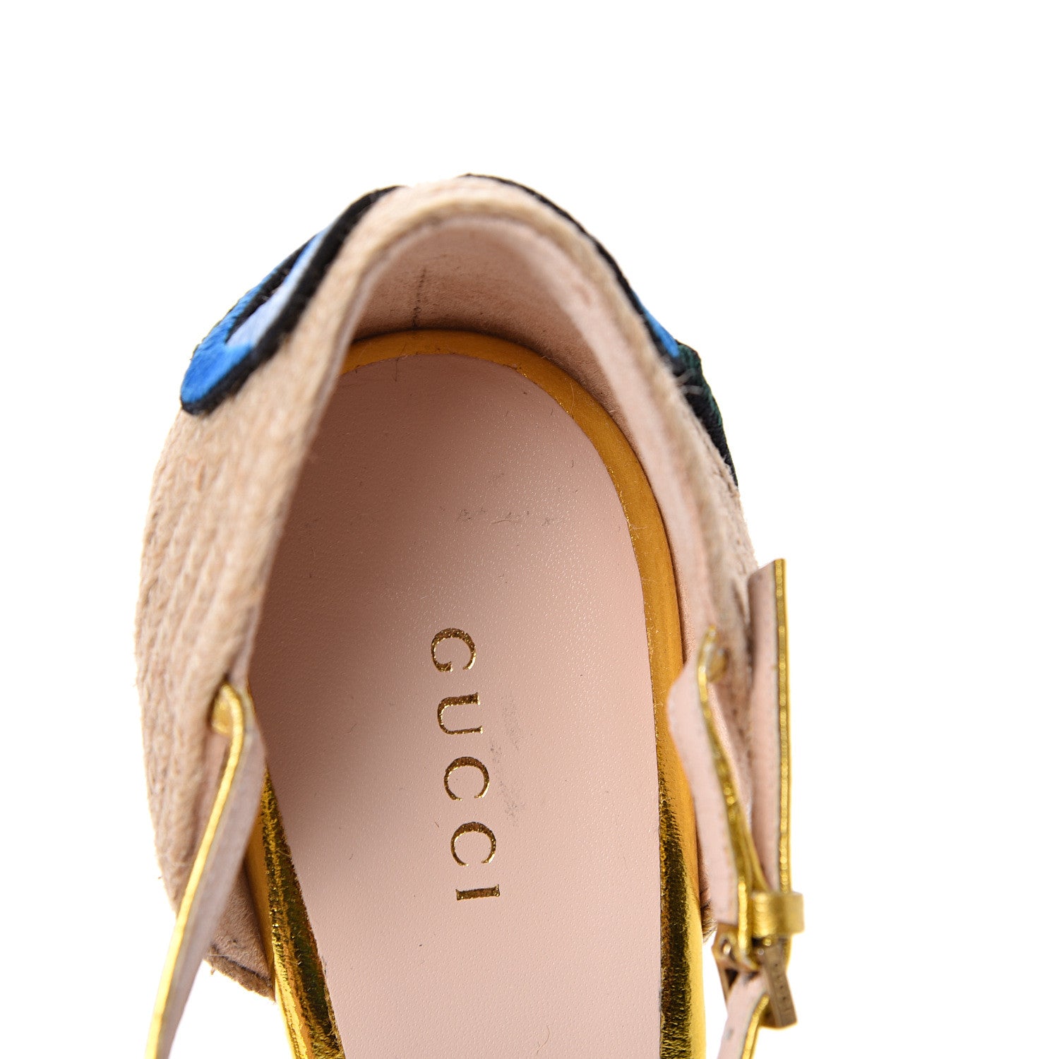 Gucci Metallic Nappa Ophelia Espadrille Platform Wedge Sandals 40 Oro Vecchio 13 of 13