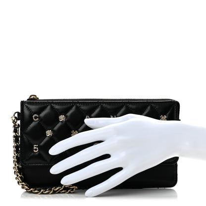 Chanel Lambskin Quilted All About Chanel Charm Wristlet Wallet Black 2 of 11
