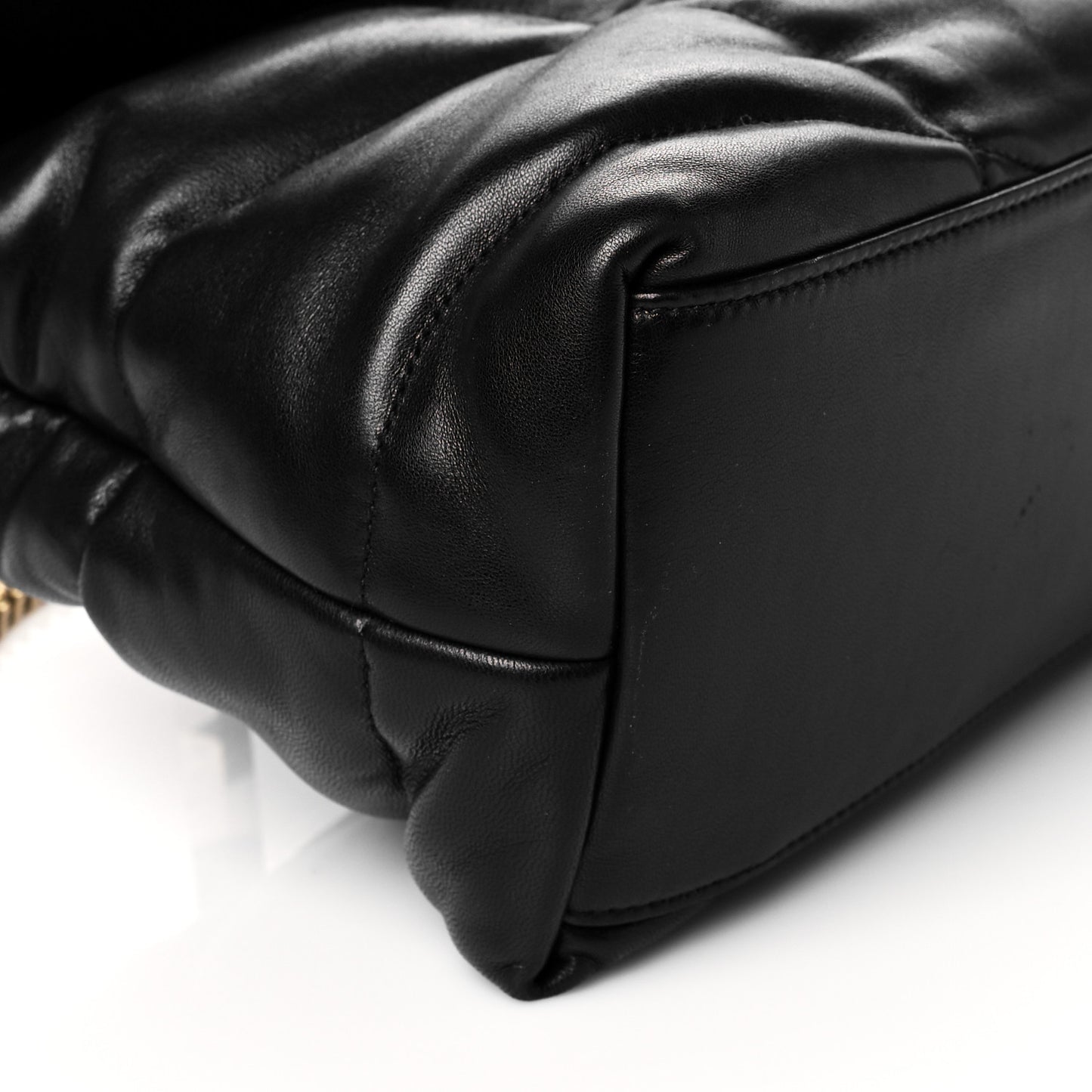 Lambskin Quilted Medium Loulou Puffer Monogram Chain Satchel Black