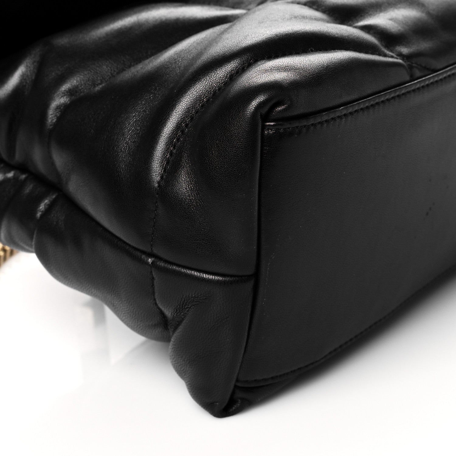 Saint Laurent Lambskin Quilted Medium Loulou Puffer Monogram Chain Satchel Black 8 of 9