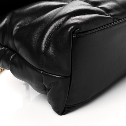 Saint Laurent Lambskin Quilted Medium Loulou Puffer Monogram Chain Satchel Black 8 of 9