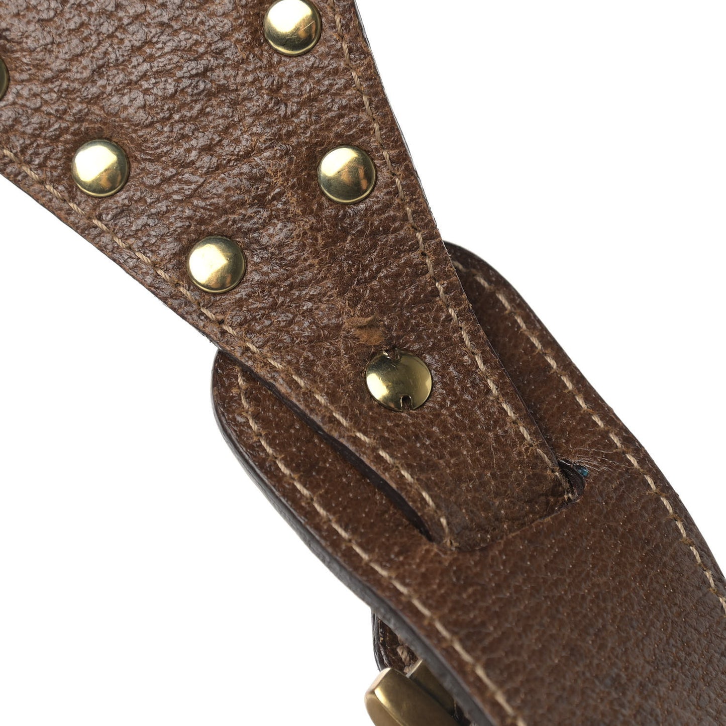 Monogram Web Studded Pelham Shoulder Bag Dark Brown
